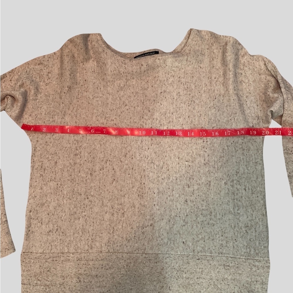 Banana Republic Sz XS Scoop Neck Marbled Oatmeal Long Sleeve Sweater very roomy - Picture 5 of 8